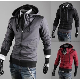 Shoulder mixed colors the hooded casual cardigan hoodie W09  