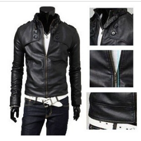 Men's leather jackets stand-up collar Slim leather PU leather jacket M733 