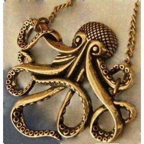 Wholesale-Steampunk Antiqued Bronze Octopus Pendant  Necklace Long Chain Jewelry#G602