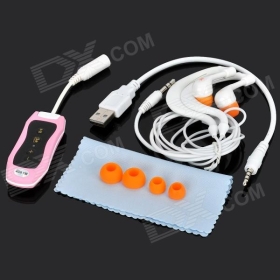 Waterproof MP3 Player w/ FM / Earphones - Pink + Black SKU:167041