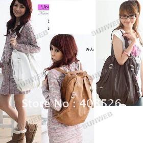 2012 Fashion Women Bag Lady 2 Ways PU Leather Backpack Purse Handbag Shoulders Bag Free Shipping 5099