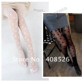 Seksi Moda Gospina čipka Big Dot Tajice hlače Čarape s gaćicama Slimming Solid čarape crna Bijela free shipping 5239
