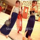 2014 Super Sexy Women Open Back Backless Dot Spaghetti Strap Casual Maxi Long Dresses free shipping 3076