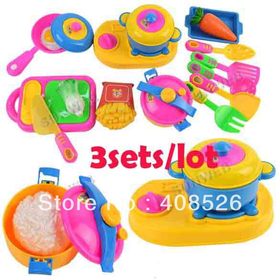 3sets/lot Hot selling 17pcs Children Kitchen Toy set Early Educational Tool play kitchen toys Tableware Toy 8837