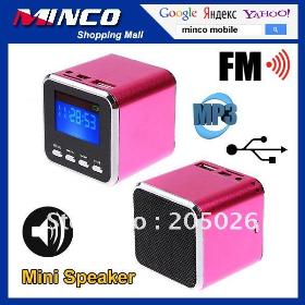 Free Shipping Digital Prtable Speaker Mini Speaker MP3 Player USB Disk Micro SD  Card FM Radio Line In/ Out Sound Box A108