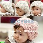 Free Shipping New Cute  Kids Winter Knit Crochet Beanie Girls Boys Hat Gift 3Colors