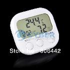 LCD Indoor Digital Thermometer Hygrometer Clock KS-005 White 0440