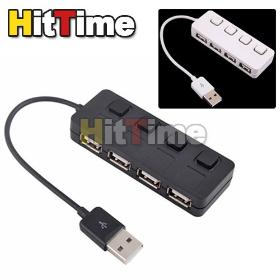 1Pcs/lot 4 Port ON/OFF Switch USB 2.0 HUB Hi-Speed Laptop PC [5647|01|01]