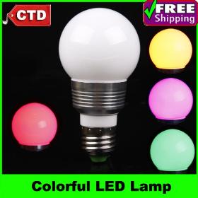 AC 85 - 265V Värikäs RGB LED-lamppu 3W E27 LED-lamppu Valaisin Kaukosäädin LED-valaistus , Free Shipping