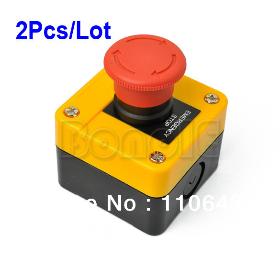 Cheap Dropshipping 2Pcs/Lot New 660V 10A Red Sign Emergency Stop Switch Push Button Switch 0344