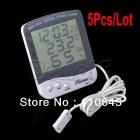 5Pcs/Lot Indoor Digital Thermometer Hygrometer TH218A/B Clock White Free Shipping 0441