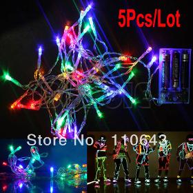 5Pcs/Lot Colorful 4M 30 LED String Fairy Lights Chrismas Party Festival Decoration Light Lamp Bulb Free Shipping 0198