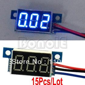 15pcs/Lot Commercio all'ingrosso Mini LED blu del tester di pannello digitale voltmetro Volt Tensione Meter DC 0 -30V TK0599