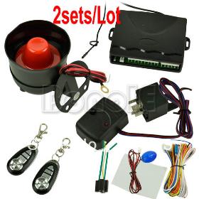 2pcs/Lot Engros Car Alarm Protection System 1 -vejs Car Alarm Security System Med 2 fjernbetjening Auto Alarm System f 11647