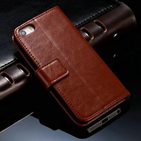 Retro Wallet PU leather case for iPhone 5 5S 5g Luxury With Stand + 2 Card Holder , brown black white red rose blue