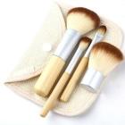 4pcs Bamboo Elaborate Handle Hessian Bags Brush Sets Loose Paint Makeup Cosmetic Brushes