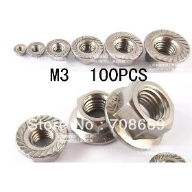 100pcs Metric M6 304 Stainless Steel Hex Head Flange Nuts