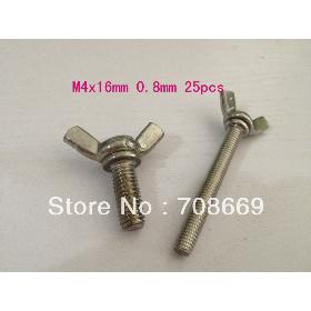 25st Metric M4x16mm 0.7mm Pitch RVS Vleugelvijs Vlinder Bolt Screw