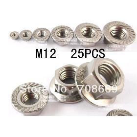 25pcs Metric M12 304 Stainless Steel Hex Head Flange Nuts