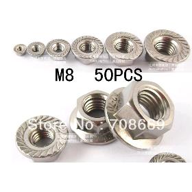 50pcs métriques M8 en acier inoxydable 304 à tête hexagonale écrous de la bride