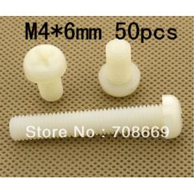 50pcs Metric Thread M4x6mm Full Nylon Pozi Raised Pan Round Head Screw