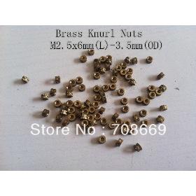 100pcs Brass Knurl Nuts M2.5x6mm(L)-3.5mm(OD) Metric Threaded