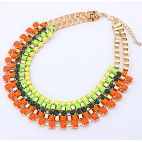 Metal gradient temperament exaggerated short necklace X5229