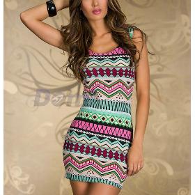 Women Sexy Printed Clubwear Tank Dress Summer bandage strap casual dress