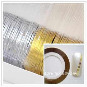 Wholesales+Free Shipping,500pcs Gold Color + 500pcs Silver Color Striping Tape Metallic Yarn Line Nail Art Decoration Sticker