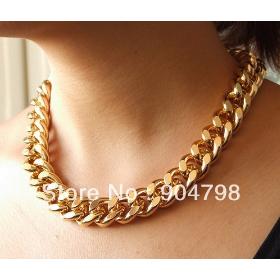 5pcs dame femmes -lumière d'épaisseur en alliage d'aluminium collier tour de cou Curb Chain Chunky bijoux Worldwide livraison gratuite