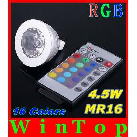 4pcs/lot DC12V 16 Colors changing RGB LED Lamp 4.5W MR16 RGB LED Bulb Lamp Spotlight with Remote Control free shipping