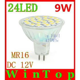 12pcs/lot MR16 9W 850LM 5050 SMD 24 мозоли СИД Бесплатная доставка