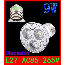 500PCS E27 9W Dimmable 3x3W warm cool white 810LM High Power LED Lamp spot light 60W 220V 110V 240V 15 30 45 60 90 120 degrees