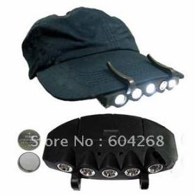 Free Shiping New 5 LED Outdoor Fishing Camping Hunting Cap Hat Clip On Lamp Light 2 Batteries wholesale 15pcs/lot