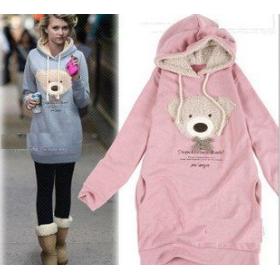 NEW hoodie long top pullover, winter coat,garment coat,women's coat,hoodie Cute teddy bear W4102