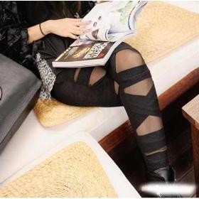 Wholesale - Cut-out Bandage Black Woman Lady Leggings trousers Sexy Free Shipping W3153