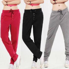Korean Women's Casual Drawstring Sweatpant Sports Harem Pants Trousers W3053