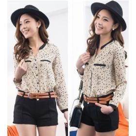 New hot fashion women printed Chiffon long-sleeved Shirt W4276