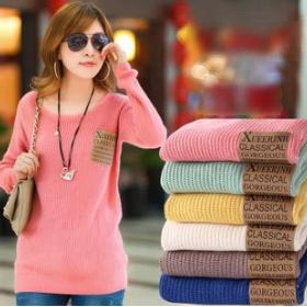 Long-sleeved sweater Turtleneck collar more loose W4313