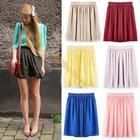 Trend Summer Skirt 2014 Fashion Chiffon Pleated Short Elastic Waist Mini Skirts Women SV000266