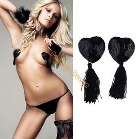 5 Pairs/Lot Hot Sales Sexy Lingerie Burlesque Sequin Heart Tassel Breast Bra Nipple Cover Pasties Free Shipping b15 20125
