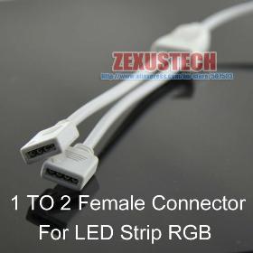 5pcs/lot 4 pin 1 TO 2 Female Connector Terminals For LED Strip SMD 3528 5050 RGB FREE SHIPPING