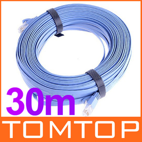 Flat Ethernet Patch Network Lan Cable RJ45 CAT6a Cat6 Cord 30m with Retail Package, Free / Drop Shipping Wholesale