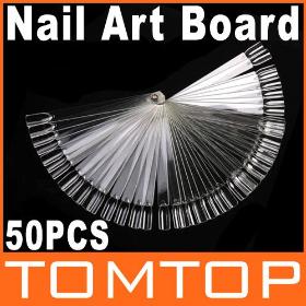 50pcs Transparent False Nail Art Tips Stick Display Practice Fan Board Free Shipping Dropshipping