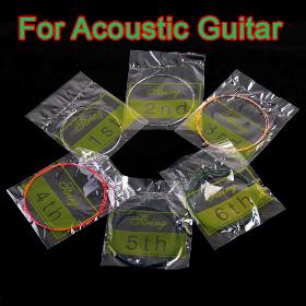 Set of 6 Rainbow Colorful Color Acoustic Guitar Strings I62 Free Shipping Wholesale