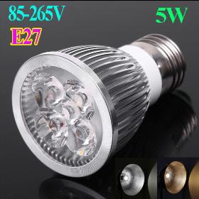 85 ~ 265V 5W E27 / GU10 LED lampe Spotlight Hvid / varm hvid LED belysning pære gratis forsendelse