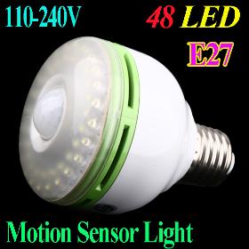 3W 110V-240V E27 48 leds 190-260LM lamp LED Motion Sensor Light bulb Free Shipping