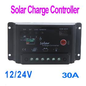 30A 12/24V Solar Panel Battery Charge Controller Regulator Lys & timer Temperaturstyring Erstatning PWM