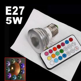 100-240V 5W E27 RGB led lamp Color Change LED RGB Light Bulb with Remote Control 120 levels brightness free shipping