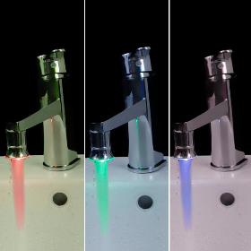 Three-color LED faucet Temperature controlled LED Faucet Tap,Color Basin faucet light,5pcs/lot, H4718, freeshipping